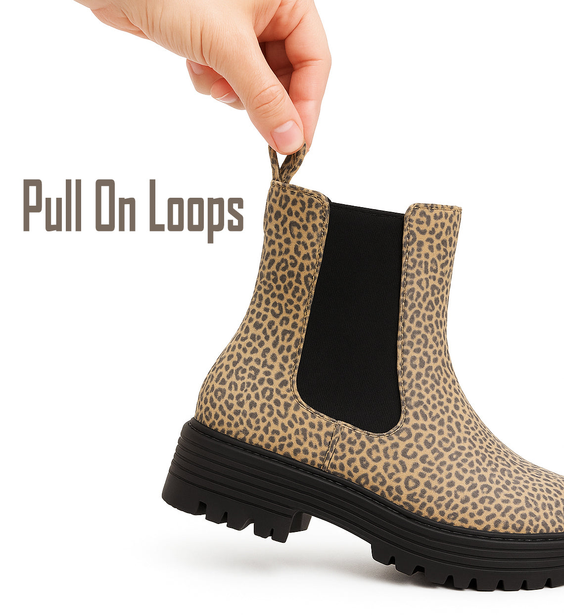 Womens Platform Boots Ladies Slip On Chunky Sole Faux Suede Elastic Slip On Fashion Chelsea High Ankle Boots