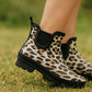 Womens Leopard Print Waterproof Ankle Boots Wellingtons Ladies Slip On Short Chelsea Rain Boots Festival Gardening Wellie Boots