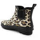 Womens Leopard Print Waterproof Ankle Boots Wellingtons Ladies Slip On Short Chelsea Rain Boots Festival Gardening Wellie Boots