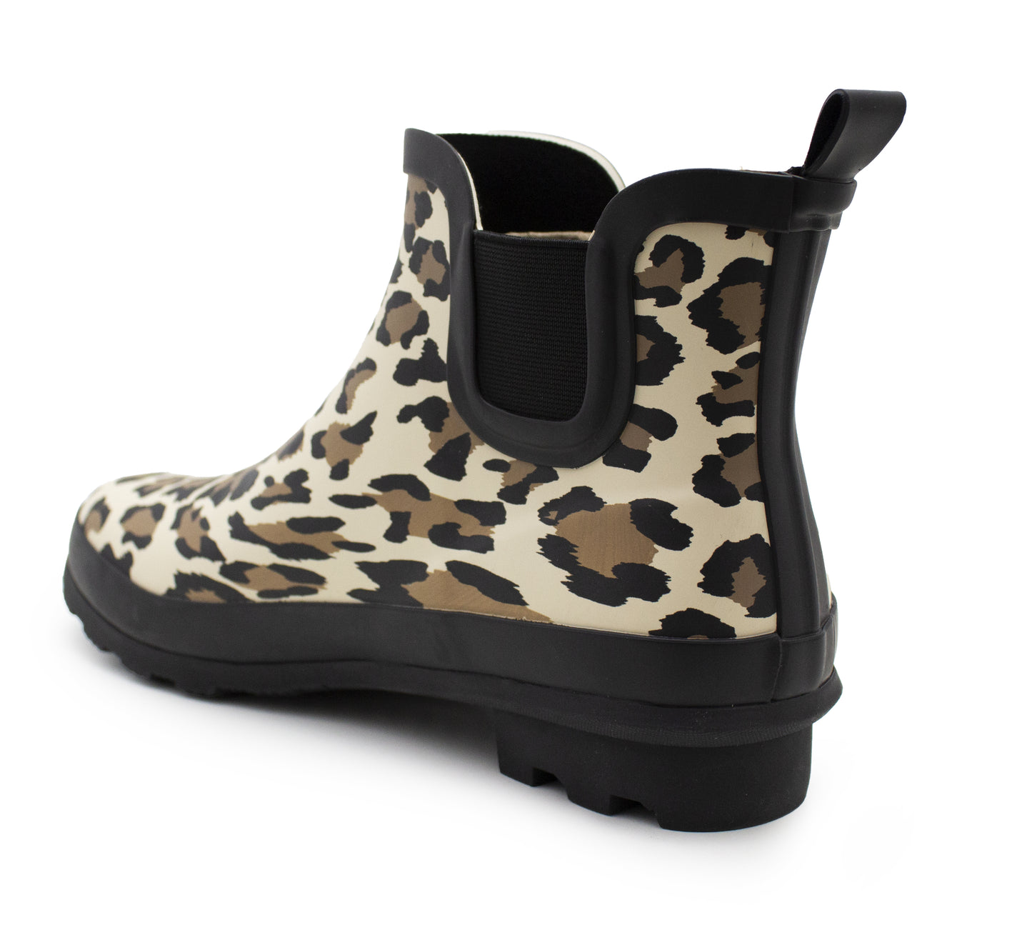 Womens Leopard Print Waterproof Ankle Boots Wellingtons Ladies Slip On Short Chelsea Rain Boots Festival Gardening Wellie Boots