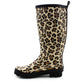 Womens Adjustable Calf Wellies Waterproof Ladies Fashion Festival Dog Walking Rain Mud Leopard Print Wellington Boots