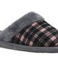 Womens Ladies Slip On Faux Fur Lined Tartan Check Warm Winter Hard Sole Mules Slippers SIZE UK 8