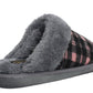 Womens Ladies Slip On Faux Fur Lined Tartan Check Warm Winter Hard Sole Mules Slippers SIZE UK 8