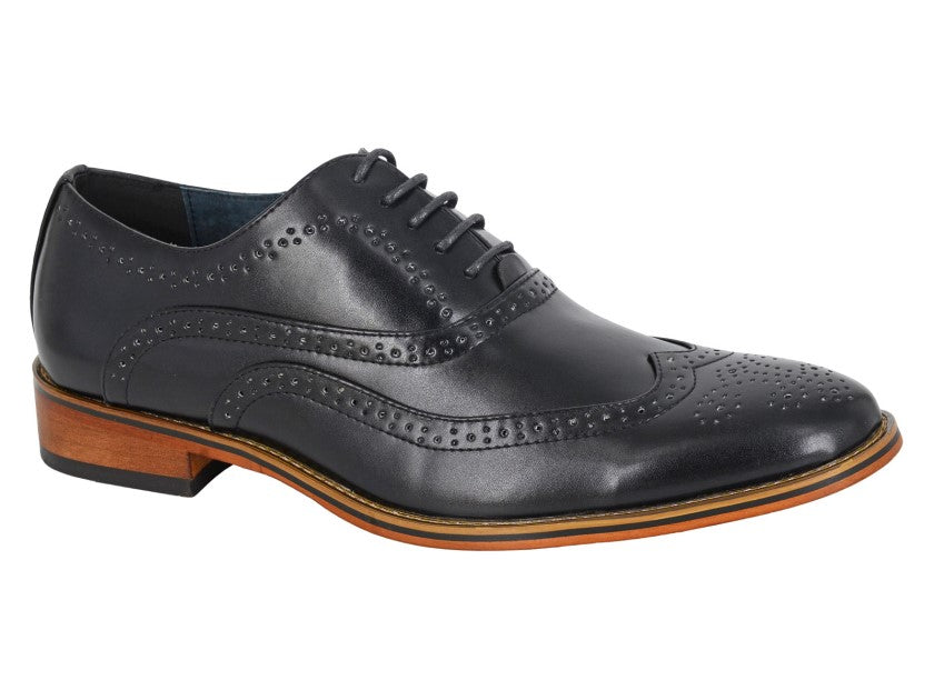 Mens 5 Eyelet Brogue Oxford Shoes SIZE UK 7 (BLACK)