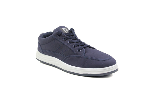 Mens Navy Blue Casual Canvas Lace Up Skate Sneaker Pumps Trainers