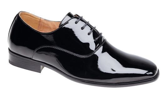 Mens Smart Formal Black Patent Shine Oxford Tie Shoes Derby Dress