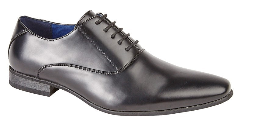 Mens 5 Eyelet Plain Oxford Tie Shoes with Leather Lining Black SIZE UK 7