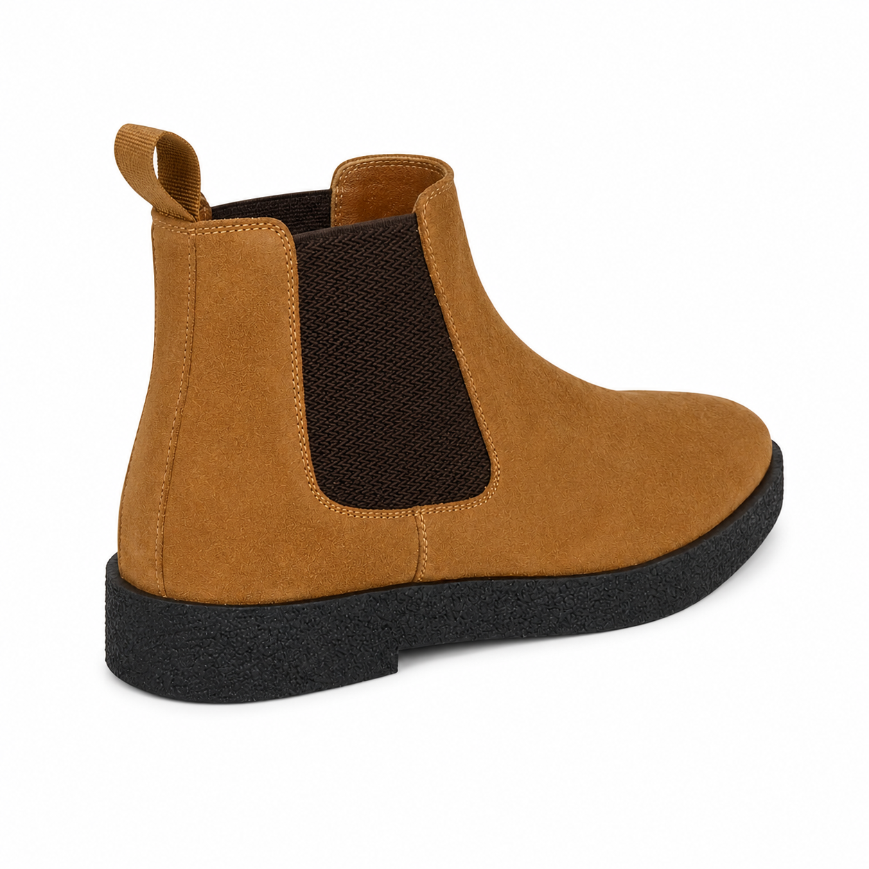 Mens Tan Suede Leather Chelsea Boots Slip On Elastic Gusset Smart Ankle Boot Shoes