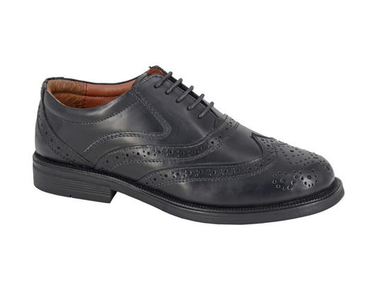 Mens Gents Black Leather Formal Lace Up Brogue Shoes