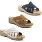 Womens Backless Sandals Slip On Low Wedge Open Toe Mules Summer Fashion Beach Slides Flip Flops