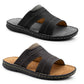 Mens Slip On Sandals Faux Leather Open Toe Sliders Flat Beach Casual Summer Slippers Comfort Sliders