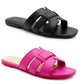 Womens Flat Slip On Sandals Open Toe Multi Strap Slides Backless Casual Summer Holiday Beach Slipper Flats Shoes