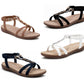 Womens Strappy Sandals Elastic Back Strap Comfort Flat Open Toe Summer Casual Beach Holiday Shoes