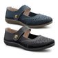 Womens Wide Fit Mary Janes Genuine Leather Nurse Office Wide EEE Fit Touch Fasten Ladies Casual Loafers Shoes