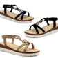 Womens Strappy Wedge Sandals Elastic Back Strap Platform Sole Comfort Flat Open Toe Summer Casual Beach Holiday Shoes