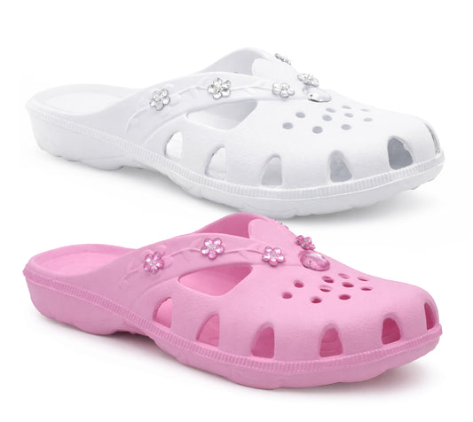 Womens Lightweight Clogs Slip On Backless Breathable Ladies Summer Sandals EVA Quick Dry Beach Pool Slide Mule Slippers