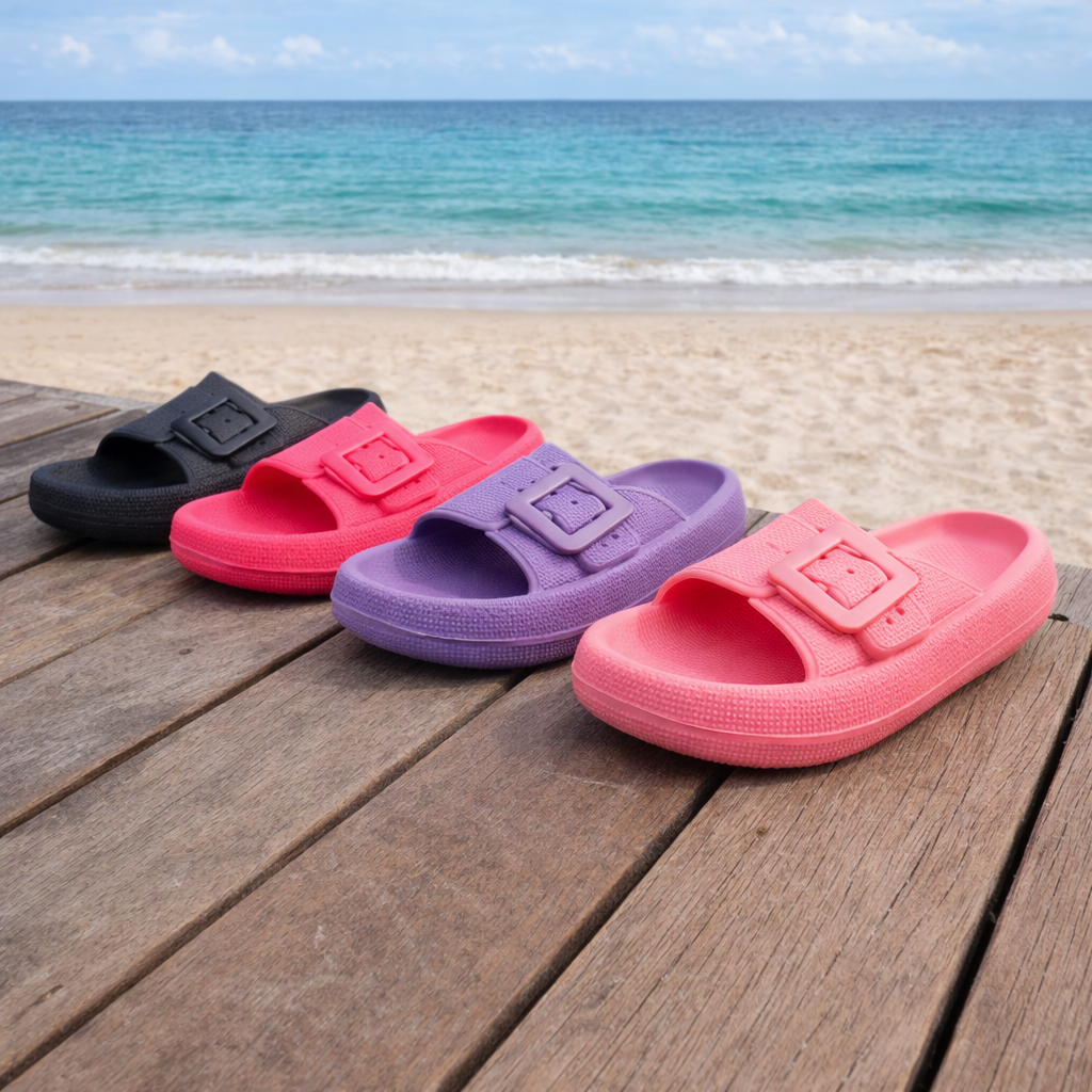 Womens Cloud Sliders Lightweight EVA Slippers Ladies Platform Sole Adjustable Fashion Slides Slip On Beach Pool Chunky Flip Flops