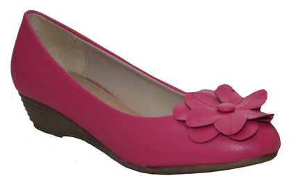 WOMENS LADIES LOW WEDGE HEEL BALLET PUMPS OFFICE WORK CASUAL COURT SHOES