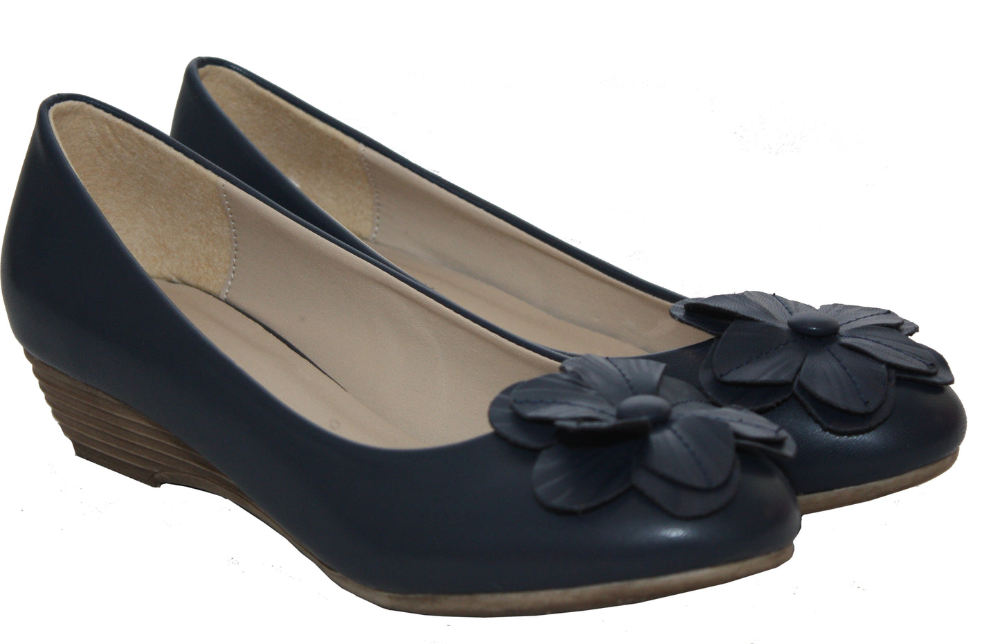 WOMENS LADIES LOW WEDGE HEEL BALLET PUMPS OFFICE WORK CASUAL COURT SHOES