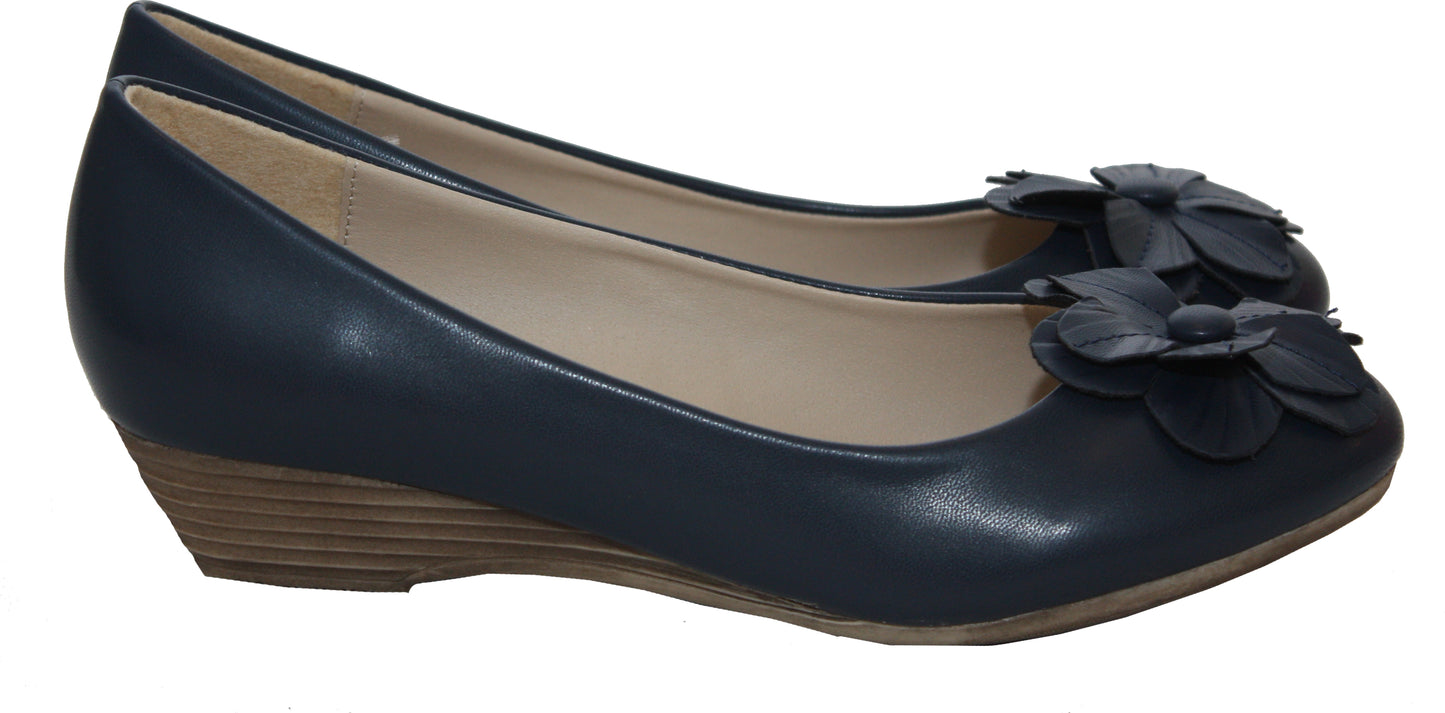 WOMENS LADIES LOW WEDGE HEEL BALLET PUMPS OFFICE WORK CASUAL COURT SHOES