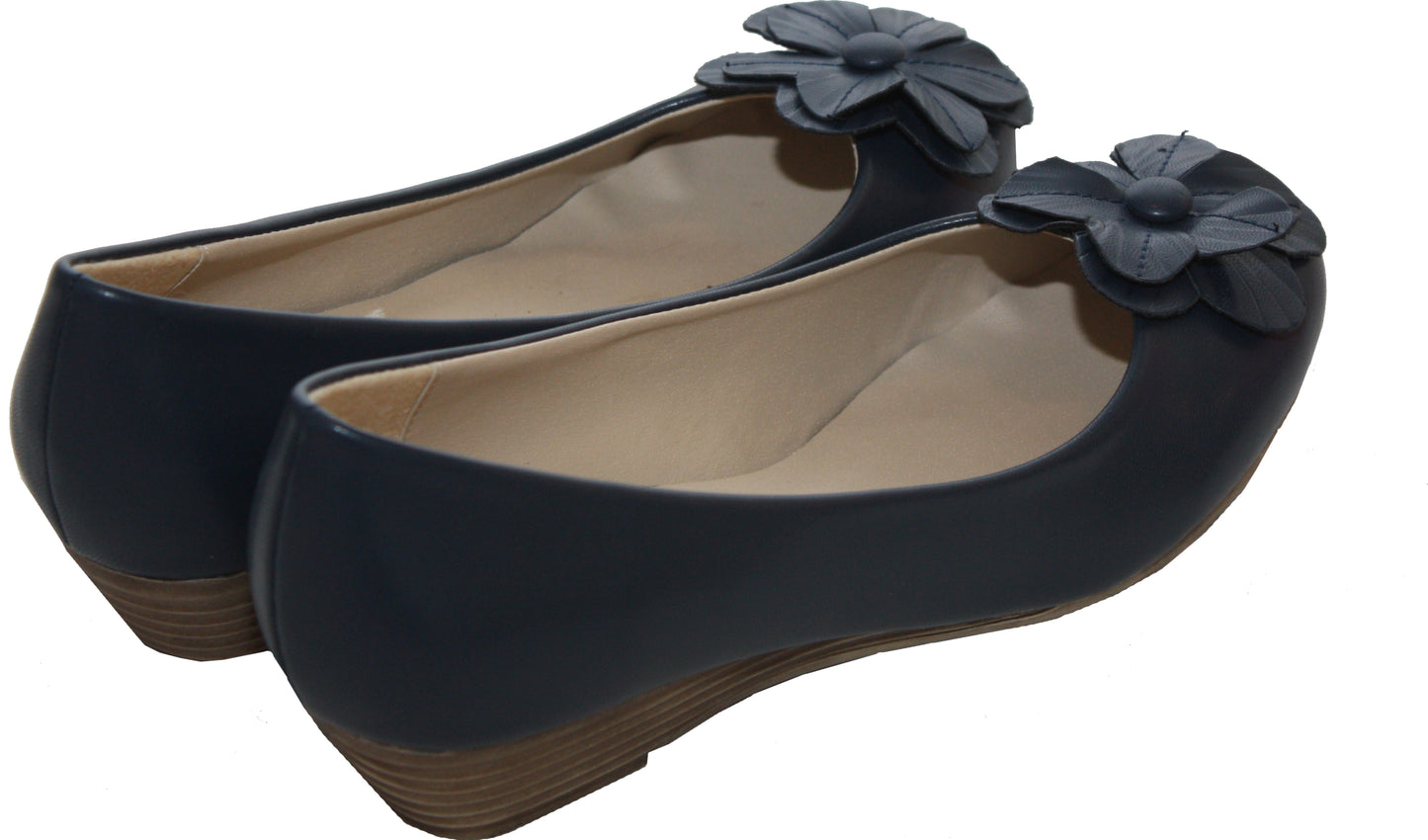 WOMENS LADIES LOW WEDGE HEEL BALLET PUMPS OFFICE WORK CASUAL COURT SHOES
