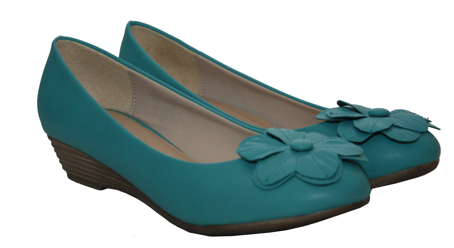 WOMENS LADIES LOW WEDGE HEEL BALLET PUMPS OFFICE WORK CASUAL COURT SHOES SIZE UK 4