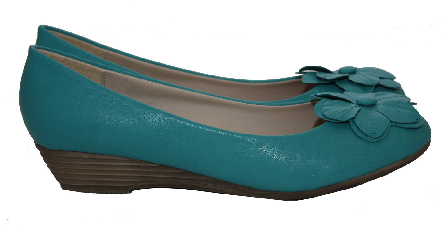 WOMENS LADIES LOW WEDGE HEEL BALLET PUMPS OFFICE WORK CASUAL COURT SHOES SIZE UK 4