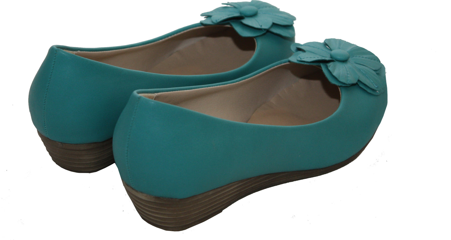 WOMENS LADIES LOW WEDGE HEEL BALLET PUMPS OFFICE WORK CASUAL COURT SHOES SIZE UK 4