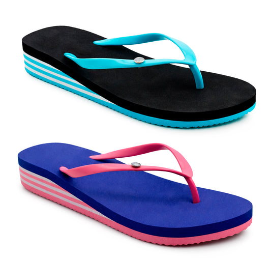 Womens Flip Flops Lightweight Toe Post Sandals Ladies Beach Summer Pool Shoe Wedge Thong Sandal