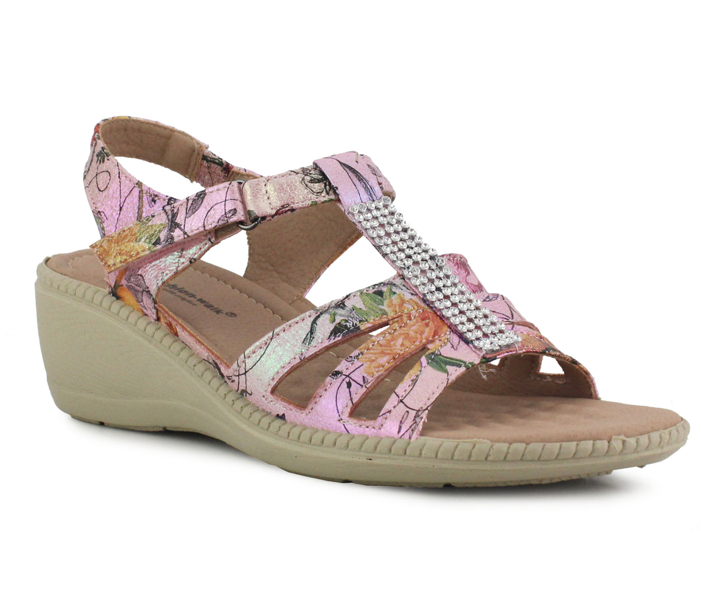 LOTTIE Womens Touch Fasten Slingback Sandals in Floral Multi