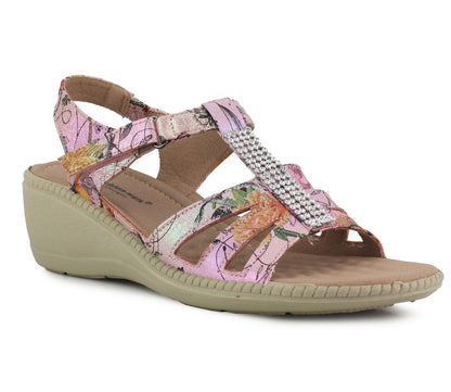 LOTTIE Womens Touch Fasten Slingback Sandals in Floral Multi