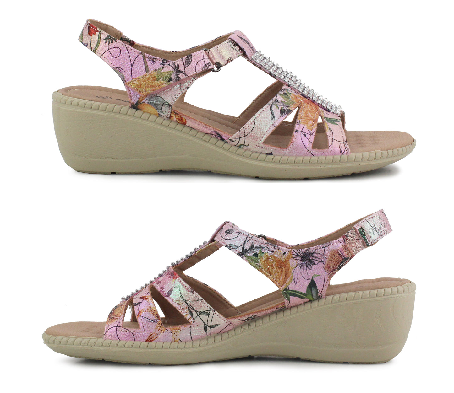 LOTTIE Womens Touch Fasten Slingback Sandals in Floral Multi