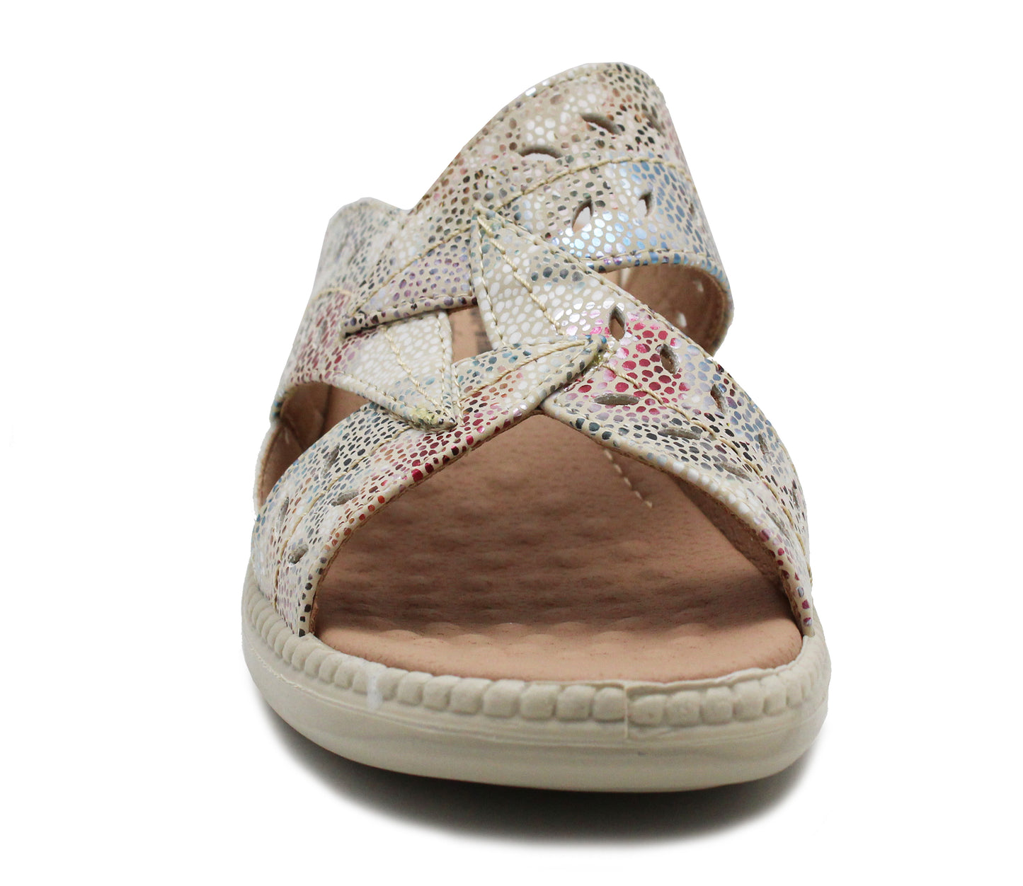 BAMBI Womens Mules Sandals in Beige Multi