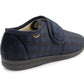 Mens Slippers Check Faux Fur Lined Thermal Wide Open Touch Fasten Straps House Shoes Navy