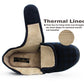 Mens Slippers Check Faux Fur Lined Thermal Wide Open Touch Fasten Straps House Shoes Navy