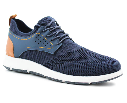 Mens Navy Breathable Slip On Trainers Lace Up Casual Flat Sports Fashion