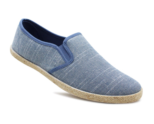 Mens Canvas Slip On Plimsoll Trainers Casual Flat Deck Shoe Boat Sneaker Pumps Navy