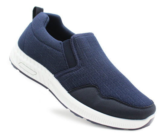 Mens Breathable Mesh Slip On Trainers Casual Flat Sneaker Pumps Navy