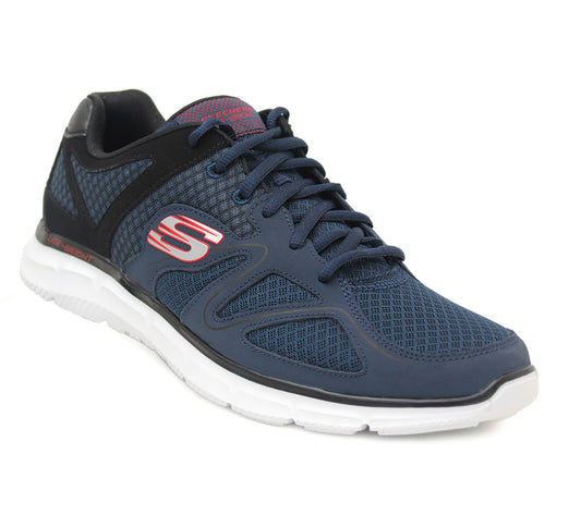 Skechers Men's Verse-Flash Point Sneakers Navy/Black Mesh Lace Up Memory Foam Trainers