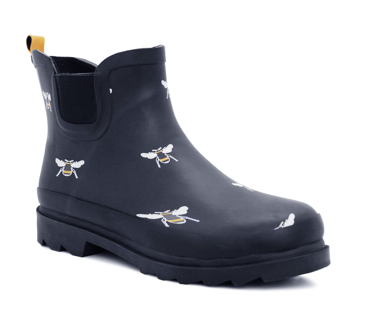 Womens Honey BEE Waterproof Ankle Boots Wellingtons Ladies Slip On Short Chelsea Rain Boots Festival Gardening Wellie Boots