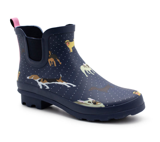 Womens Waterproof Ankle Boots Wellingtons Ladies Slip On Short Chelsea Rain Boots Festival Gardening Wellie Boots