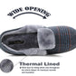 Mens Navy Check Felt Faux Fur Lined Thermal Wide Opening Touch Fasten Slippers