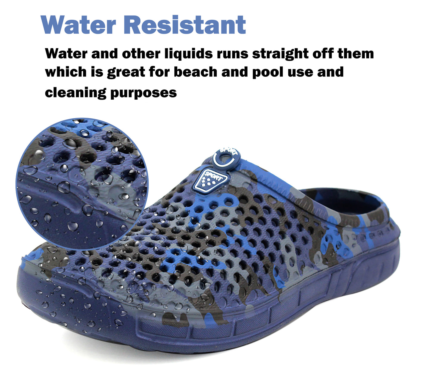 Mens Lightweight Breathable Clogs Slip On EVA Summer Beach Garden Slipper Backless Mule Nurse Hospital Pool Shower Sandals