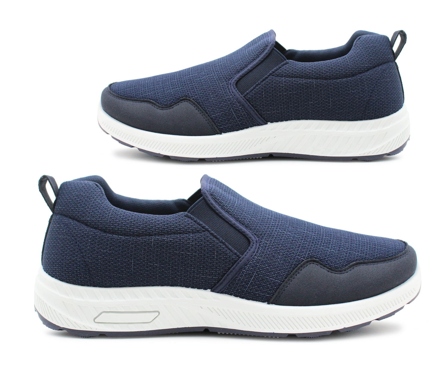 Mens Breathable Mesh Slip On Trainers Casual Flat Sneaker Pumps Navy