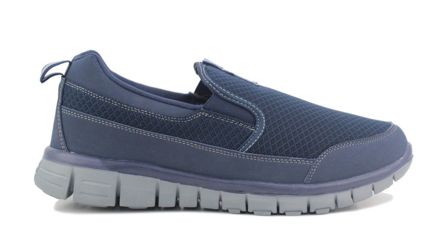 Unisex Super Lightweight Memory Foam Slip On Elasticated Breathable Navy Mesh Casual Sneaker Pumps Trainers