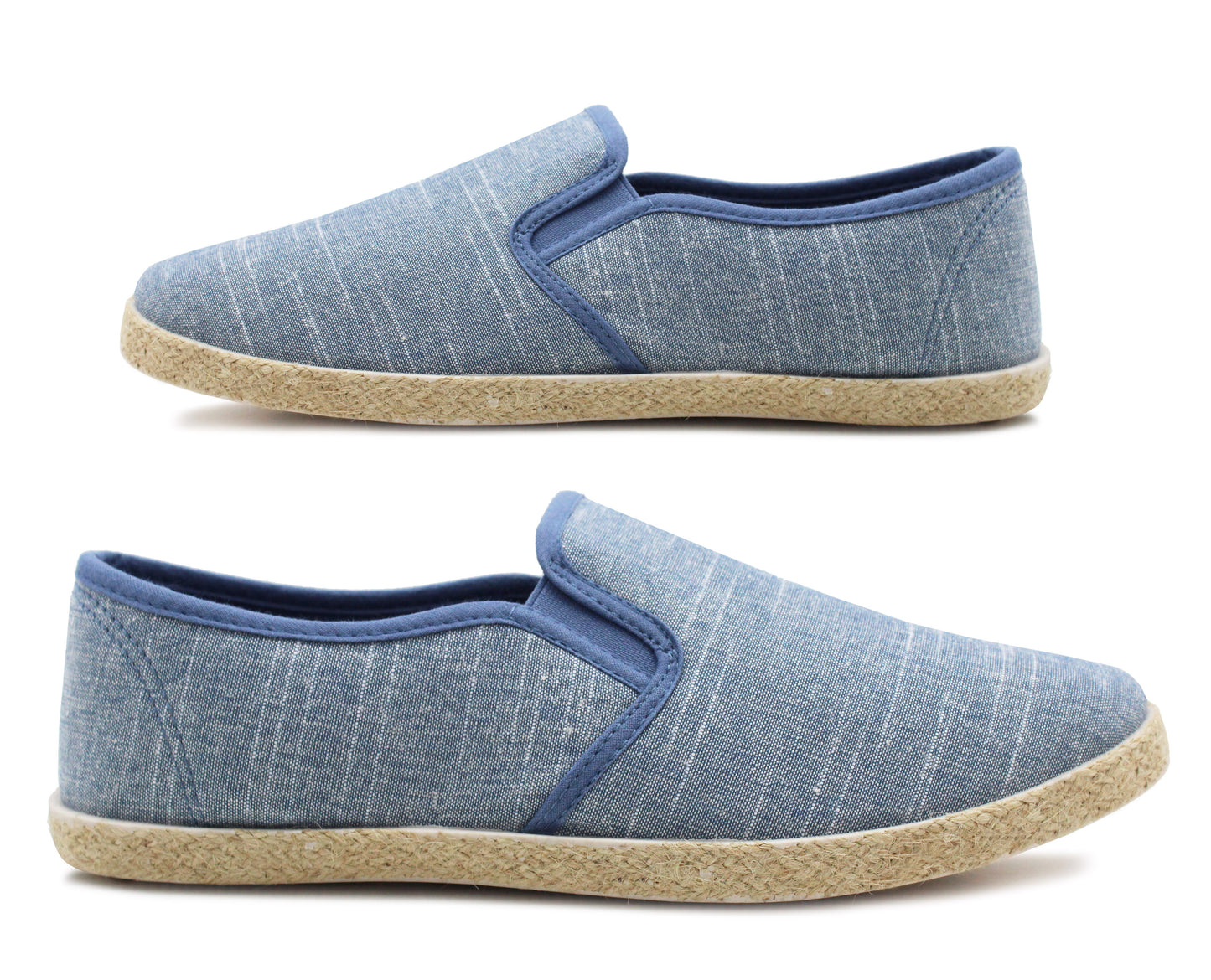 Mens Canvas Slip On Plimsoll Trainers Casual Flat Deck Shoe Boat Sneaker Pumps Navy