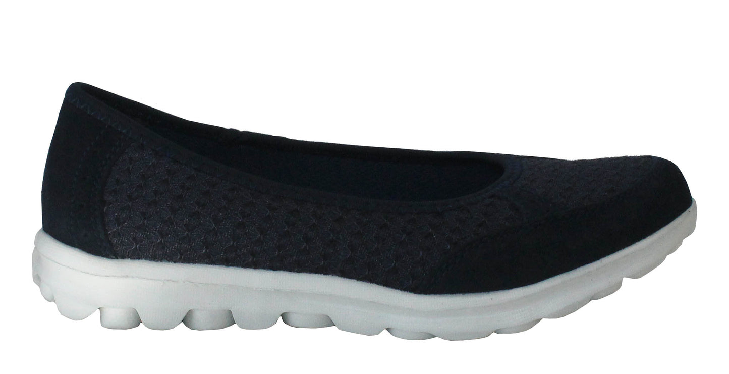 Womens Ladies Lightweight Memory Foam Slip On Suede Leather Mesh Go Walk Running Fitness Pumps Trainers Shoes