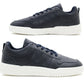 Mens Lace Up Trainers Casual Smart Flat Navy Synthetic Leather Fashion Sports Sneakers