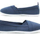 Womens Navy Canvas Slip On Plimsolls Flat Pumps Casual Espadrilles Loafer Trainers