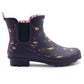 Womens Navy Floral Wellington Low Cut Wellies Short Ankle Wellington Boots